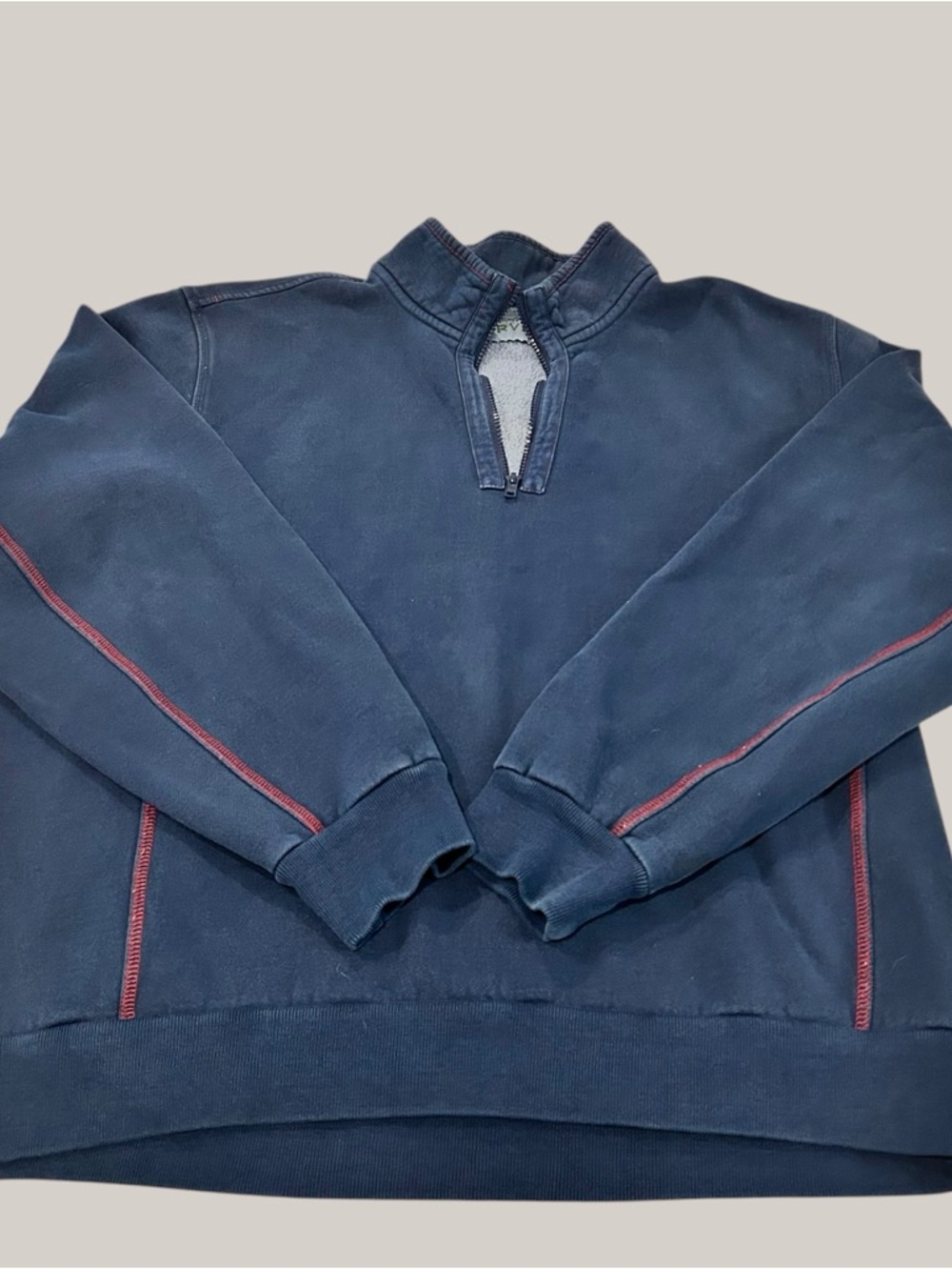 Orvis navy lakewashed 1/4 zip sweatshirt sz L